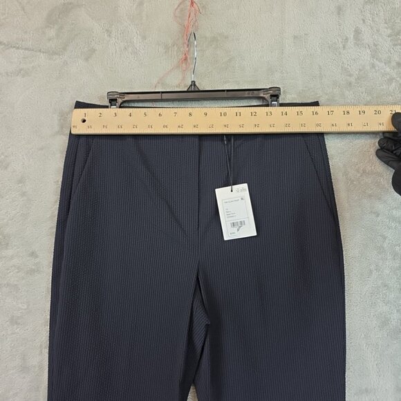 Theory Suit Pants Women's Size 10 Navy Seersucker High Waist Slim Crop Stretch - Picture 7 of 16